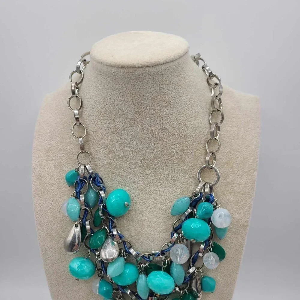 Lane Bryant Chunky Beaded Silver Tone Necklace